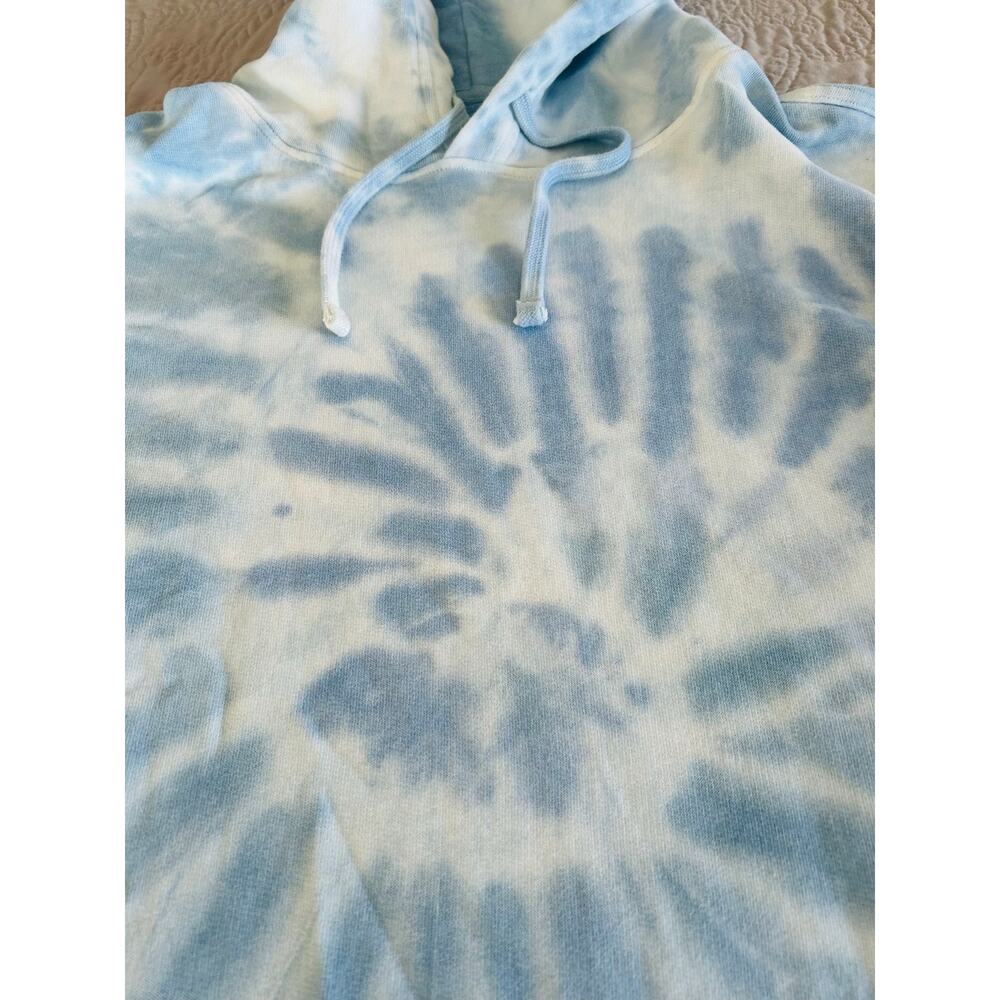 American Eagle XXL Blue White Tie Dye Oversized Hoodie Sweatshirt Cotton - Picture 3 of 8